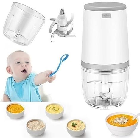 Mini Mixeurs pour Bébé, Mini Robot culinaire, 300ml Bébé Blender, Mini Hachoir Électrique, Mini Robot Culinaire avec Chargement USB (1/4)