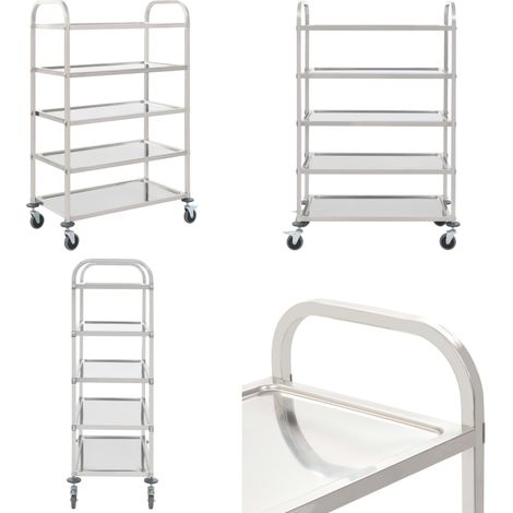 5-Stufiger Servierwagen 107 x 55 x 147 cm Edelstahl - Küchenwagen - Servierwagen - Edelstahl - Rollwagen - Mobiliar - Home & Living (1/5)