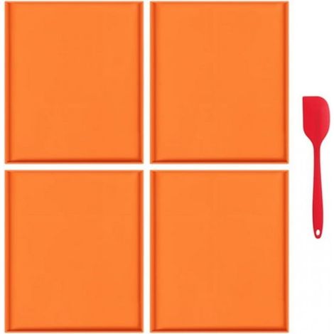Juego de 4 láminas deshidratadoras de silicona apta para alimentos, con borde elevado y antiadherentes, ideales para frutas, carne y hierbas. (1/5)