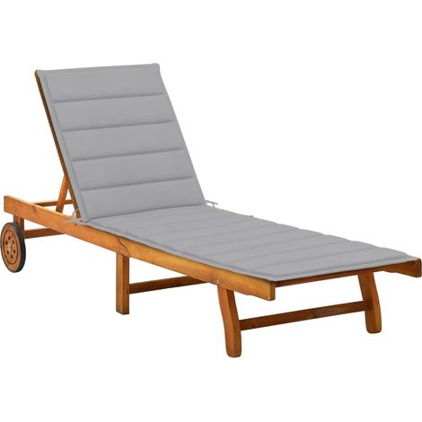 Chaise longue de jardin avec coussin Bois d'acacia solide 35 (1/5)