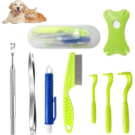 Kit de Retrait de Tiques – 9 en 1, Animaux, Étui (1/5)