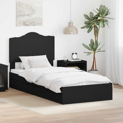 Aufbewahrungsbett Schwarz 90 x 190 cm Holzwerkstoff