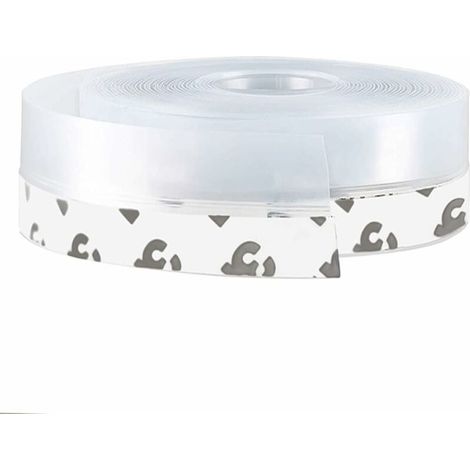 Bande adhésive pour bas de porte, 5 m x 2,5 cm. Joint d'étanchéité en silicone auto-adhésif pour portes et fenêtres. Protection contre l'eau et les insectes, réduction du bruit (transparent). (1/5)
