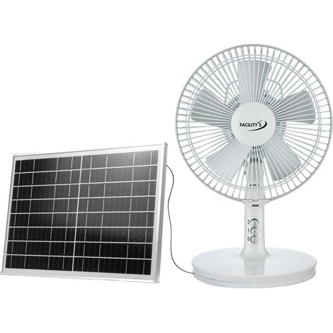 FACILITYS - Ventilador híbrido solar y eléctrico – Ø 27 cm – portátil y autónomo