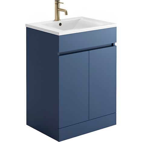 Orbit Empire Floor Standing 2-Door Vanity Unit with Basin 600mm Wide - Matt Twilight Blue (1/4)
