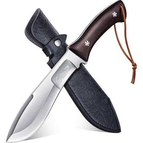 Messer Survival Outdoor Jagdmesser FullTang Holzgriff Scheide 17.2cm (1/5)
