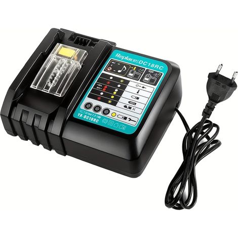 Chargeur Rapide 3A DC18RC – Compatible Makita 18V/14.4V. Pour Batteries BL1850/BL1860/BL1830/BL1840. Modèle (Chargeur uniquement). (1/5)