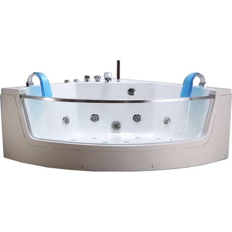Baignoire hydromassage blanc pompe double 152 X 152 cm 27 jets – Calliope (1/5)