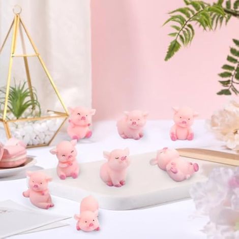 Mini figurines de cochons roses, lot de 16 figurines en résine, décoration de gâteaux, mini figurines de cochons pour la décoration du Nouvel An au bureau ou à la bibliothèque (rose - 16 pièces) (1/3)