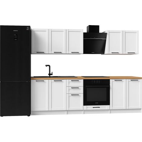 Cuisine complète Quadro blanc 7 éléments avec façades à cadre - 260 cm (1/5)
