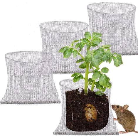 Lot de 4 paniers grillagés anti-campagnols, paniers pour plantes, protection contre la pourriture pour plantes de jardin, fleurs d'arbres (1/5)