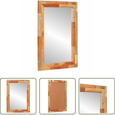 Miroir bois - Miroir de salle de bain Chêne artisanal 50 x 70 x 2,5 cm