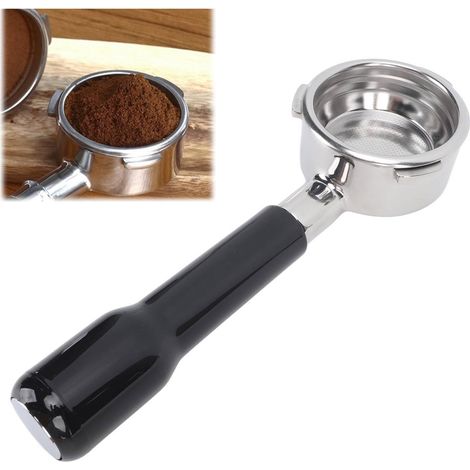 Portafilter sans fond 58mm, 3 oreilles pour machine à café, acier inoxydable avec panier filtre amovible, extraction améliorée et design détachable pour nettoyage (Noir) (1/5)