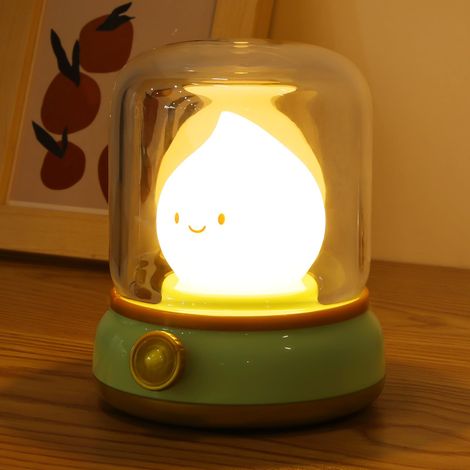 Veilleuse Enfant Rechargeable USB - Mode Chaud & Bougie, Gradateur, Minuteur - Lampe de Chevet pour Enfants, Adultes, Bébé