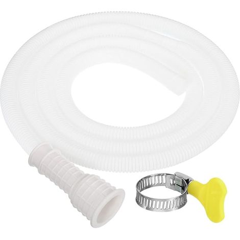 Universal White PVC Drain Hose 18mm x 16-25mm 2m Clamp for Air Conditioners, Faucets, Washing Machines, Dishwashers, Homes, Hotels, Offices (1/5)