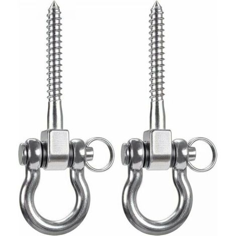 2 Pièces Crochet a Visser, Acier Inoxydable 304 Robuste 180° Crochet Plafond pour Aire de Jeux Intérieure Extérieure Yoga, Hamac,Corde, Balançoire, Suspendue Chaise, Sac de Boxe, Max 450kg (1/5)