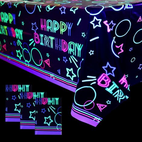 4er Pack Neon Tischdecke 130x220cm, fluoreszierend für Schwarzlichtparty