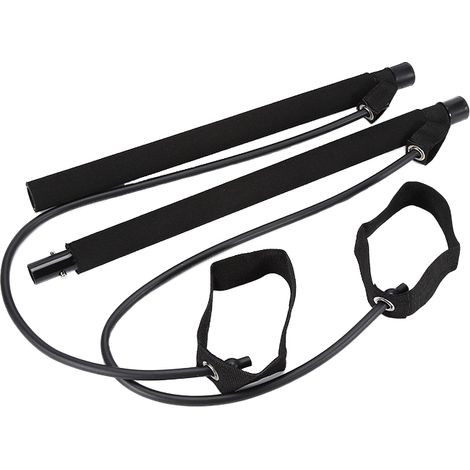 Barre de fitness Pilates multifonctionnelle (noire) avec câbles élastiques pour renforcer la tension pectorale (1/5)