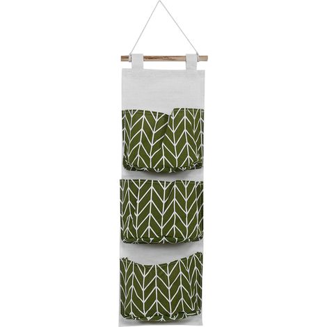 Lot de 2 sacs de rangement muraux, organisateurs de placard, boîtes à jouets, pochettes décoratives pour chambre et salle de bain (vert) (1/5)