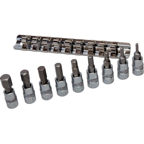 BGS Bit-Einsatz-Satz Antriebe Innenvierkant 6,3 mm (1/4") Innensechskant 3/32" - 3/8" Zollgrößen 9tlg. - 2749 (1/5)