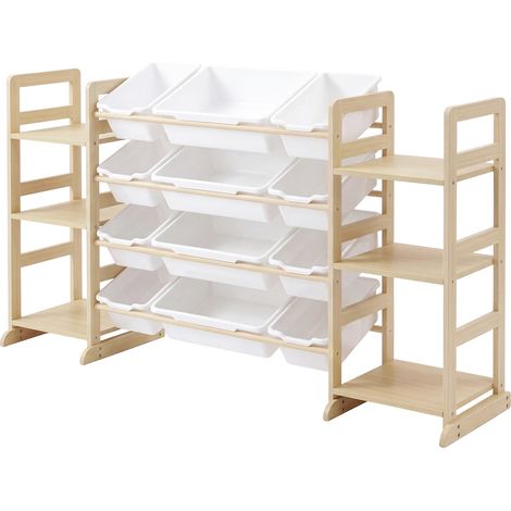 Levede Kids Toy Storage Organiser Wooden Book Shelf 12 Removable Storage Bins