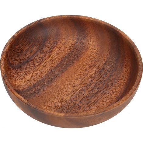Saladier/assiette en bois d'acacia, taillé dans une seule pièce de bois, idéal pour servir salades de fruits et autres mets. 17,5 x 4 cm (1/4)