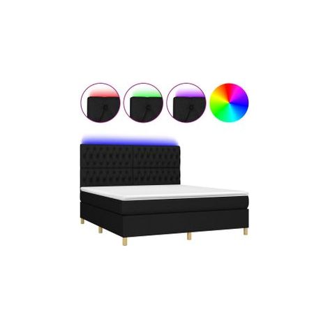 Sommier à lattes de lit et matelas et LED Noir 180x200 Tissu (1/5)
