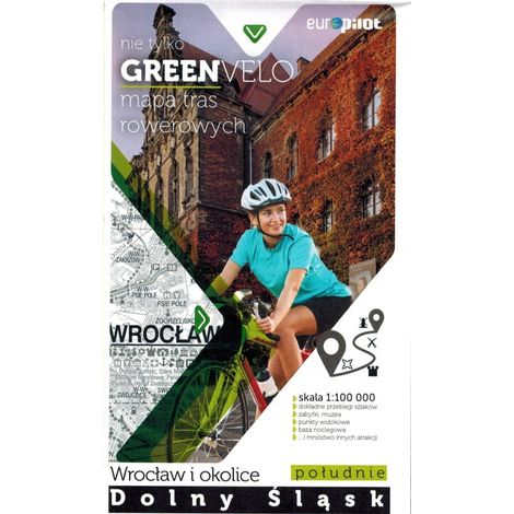 Wrocław et ses environs, partie sud. Basse-Silésie. Carte touristique des itinéraires cyclables. Pas seulement Green Velo. Euro Pilot (1/5)