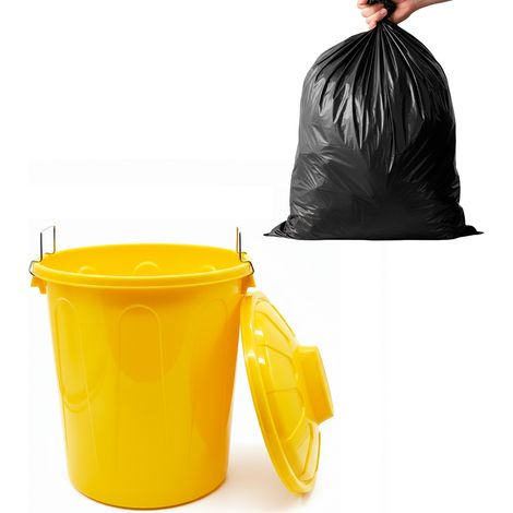 Cubo basura plastico comunidad con tapa 51 Litros Amarillo