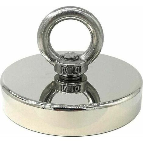 Aimant de levage，Aimant Néodyme Super Puissant 350kg Idéal pour la Pêche Magnétique Ø 90mm avec Boucle Métal Néodyme (1/4)