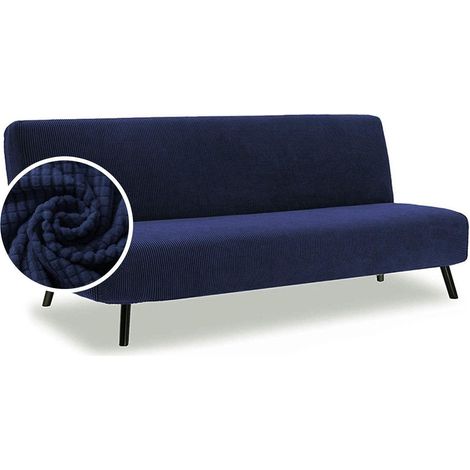 Housse de chaise longue extensible, housse de meuble avec fond élastique, housse de chaise longue en jacquard spandex extensible bleu 150-210 cm (1/5)
