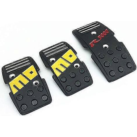 3 pédales de frein, d'embrayage et d'accélérateur manuelles en métal noir antidérapant pour voiture de course pédales (1/4)
