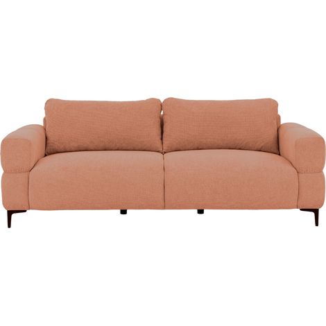 ELTON - Canapé droit tissu lisse 3 places - Terracotta