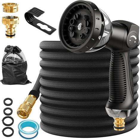 Expandable Garden Hose – Flexible Garden Hose with Modes Gun, Metal Fittings for Garden, Car Washing, Cleaning (1/3)