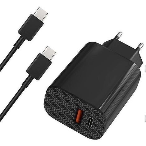 Chargeur mural compatible USB 2.0 + câble de données USB-C de 2 mètres - Adaptateur secteur 12 W avec 1 port USB et 1 port USB-C. (1/5)