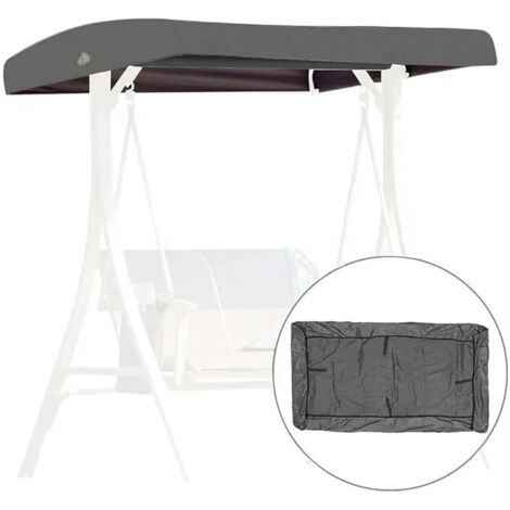 Toile de remplacement pour siège balancelle, housse de remplacement pour trois places, pare-soleil imperméable, adapté aux vérandas et terrasses de jardin - Gris (1/4)