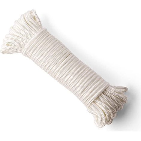 Corde en nylon tressé (2 mm,50 m),Corde en polyamide blanc résistante et durable,Résistance à la traction : 60 kg (1/5)