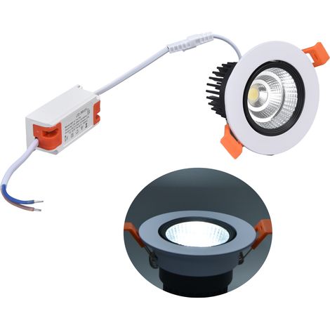 Einbauleuchte, 7 W, weißes Licht, 6000 K, 75 mm Loch, verstellbarer Winkel, LED-Deckenleuchte, Halo für Küche, Schlafzimmer, 85–265 V (1/5)