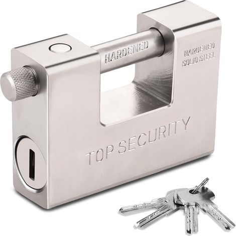 Cadenas robuste de 94 mm avec 5 clés, Cadenas Clé avec anse solide en acier trempé de 12,7 mm d'épaisseur, Cadenas à Clé de sécurité antivol résistant à la corrosion pour conteneurs d'expédition