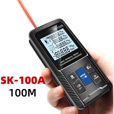 Telémetro láser numérico, SK-100A 100 m m, medida del teorema de longitud/zona/volumen/Pythagore con retroiluminación LCD (1/5)