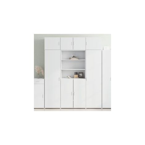 Buffet haut blanc 80x42,5x185 bois d'ingénierie (1/5)