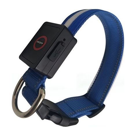 Collar con luz LED，Collar para perros y gatos，Recargable por USB，3 modos diferentes，Resistente al agua，Ajustable，Ideal para mascotas，Azul