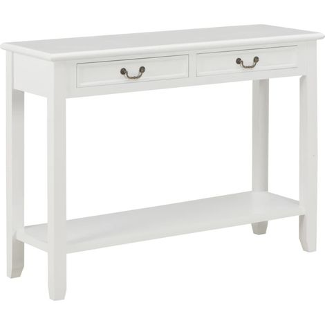 Table console Blanc 110x35x80 Bois (1/5)
