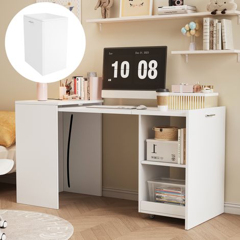 Table pliante multifonctionnelle avec armoire 126x55x75cm blanc