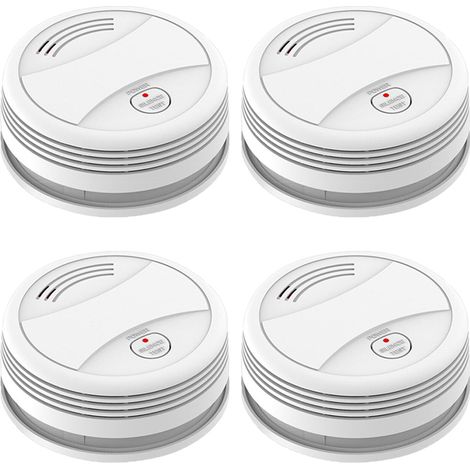 Détecteur de fumée 4 pièces, détecteur de fumée intelligent WiFi, avec bouton de test, piles non incluses (1/5)