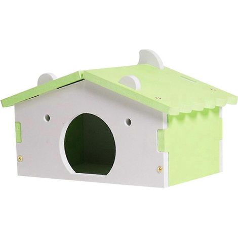 Mignonne maison hamster en bois coloré, cage villa avec nid douillet pour sommeil, lit confortable pour rongeur.