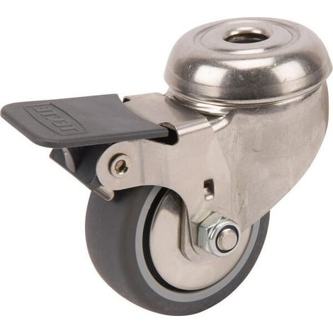 Roulettes pivotantes en acier inoxydable à trou de fixation TENTE 7475PJH050P3011