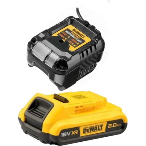 Dewalt DCB1102D1-QW Pack 1 X 2.0 Ah Batterie – XR – 18V – Li-Ion + Chargeur