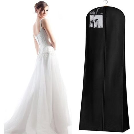 Bolsa para guardar vestidos de novia - Negra - Largo total: 183 cm - Para guardar o transportar - Para vestidos de novia y vestidos largos (1/5)