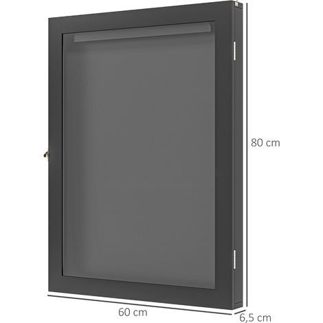 Frame box T-frame cadre pour maillot porte acrylique doublure interne feutre 60 x 6,5 x 80 cm noir (1/5)